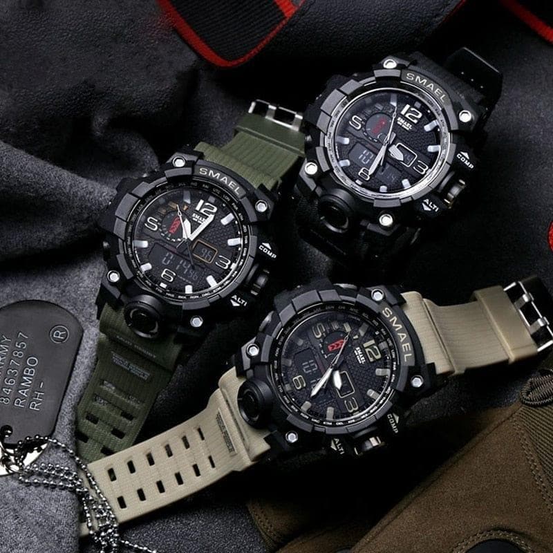 Dual Display Mens Military Quartz Wristwatch Men Resistant Sports Digital Watch - Premium Men watch from eprolo - Just $29.58! Shop now at Handbags Specialist Headquarter