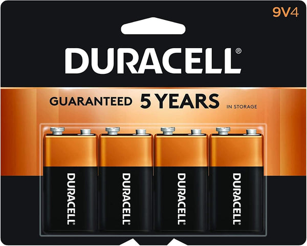 Duracell Coppertop 9V Battery, 4 Count Pack, 9-Volt Battery with Long-lasting Power, All-Purpose Alkaline 9V Battery for Household and Office Devices - Handbags Specialist Headquarter