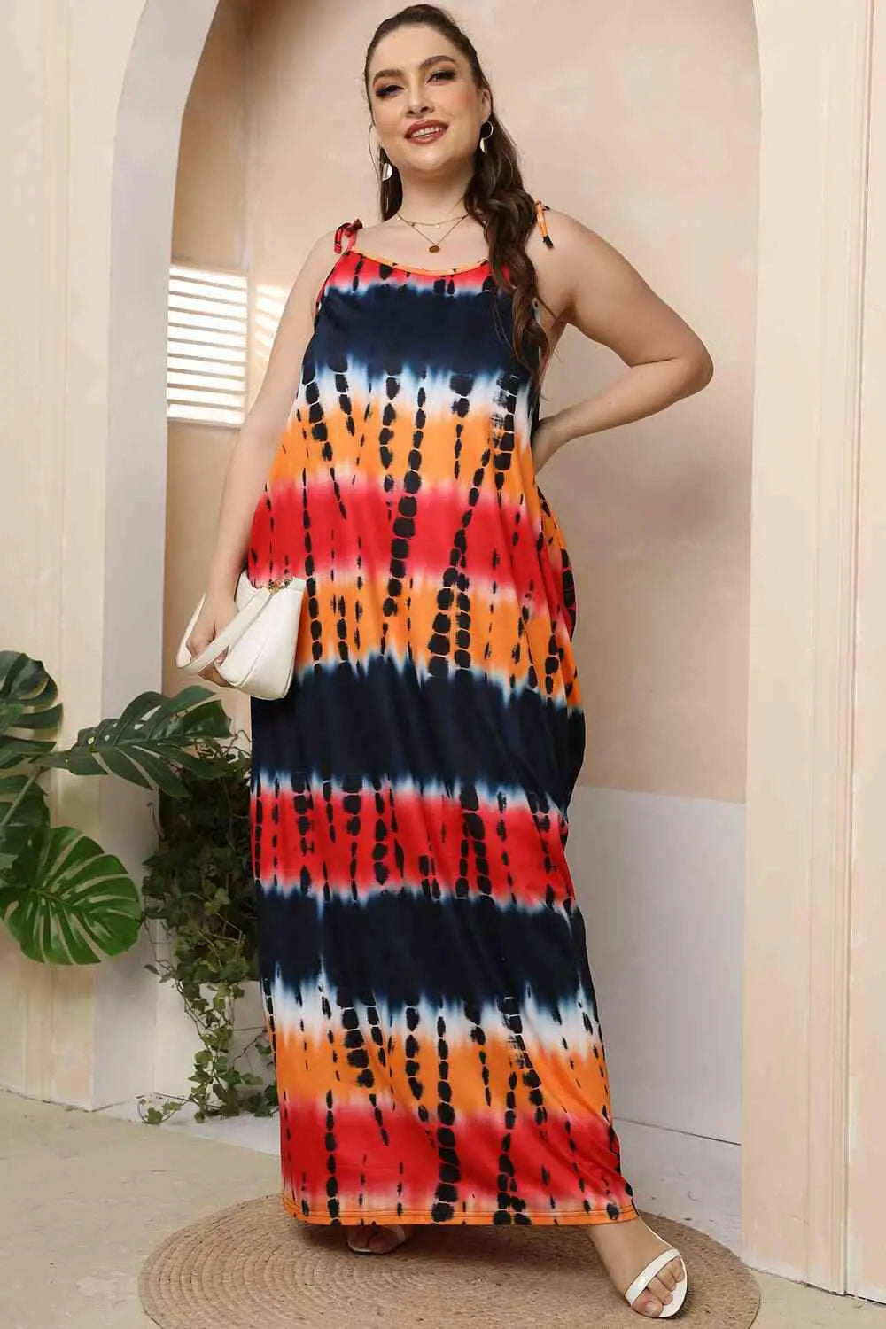 Plus Size Tie-Shoulder Maxi Dress.