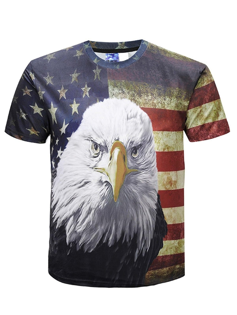 Eagle Stars Print Short Sleeve T-shirt - Premium MEN T-SHIRT from eprolo - Just $21.52! Shop now at Handbags Specialist Headquarter