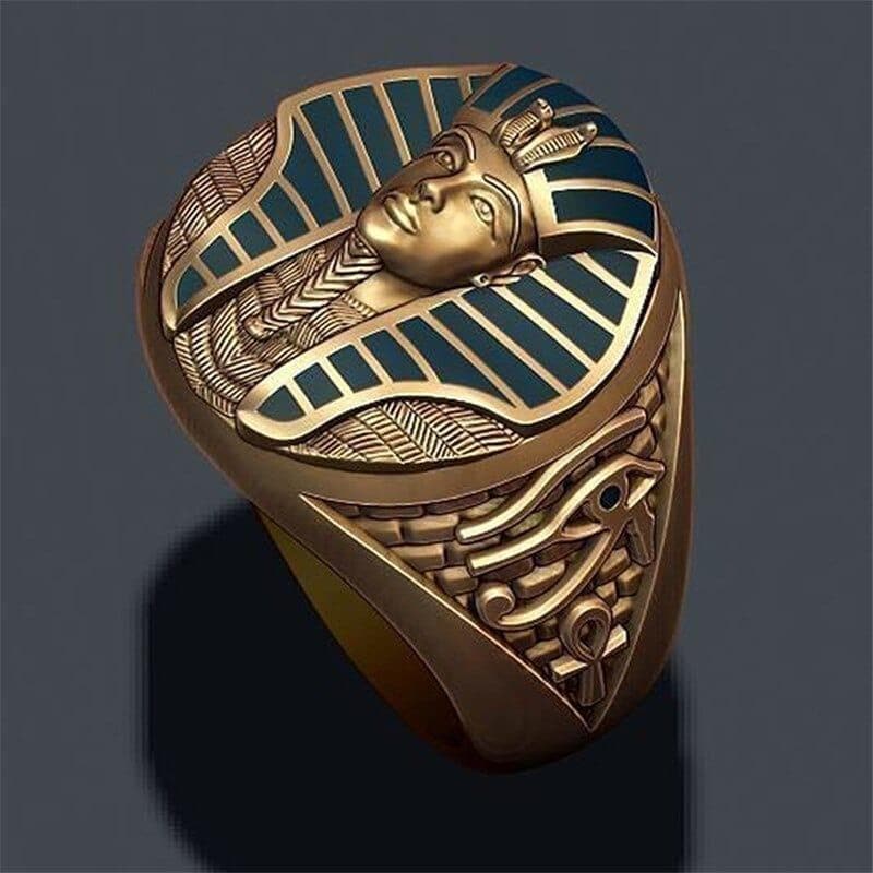 Egyptian Pharaoh Tutankhamun Rings For Men Vintage Fashion Yellow Gold Filled Wedding Jewelry Male Finger Ring - Premium Men Rings from eprolo - Just $17.99! Shop now at Handbags Specialist Headquarter