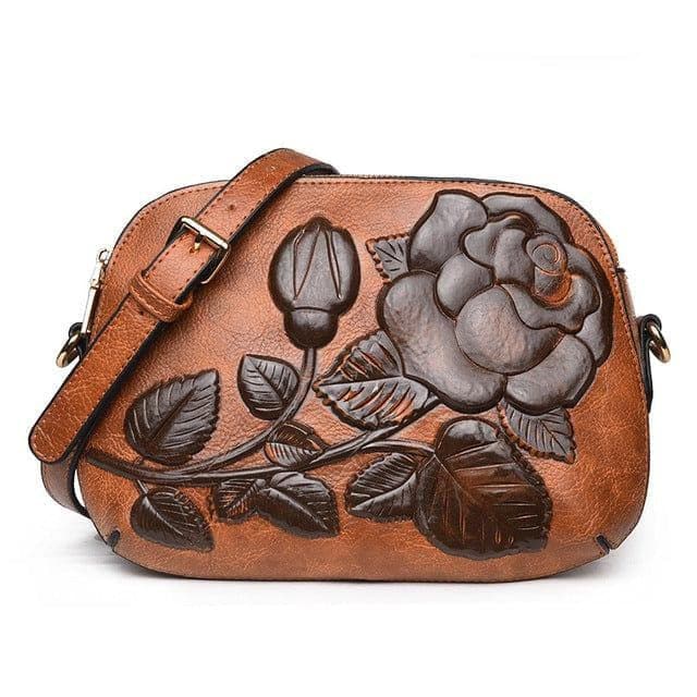 Embossed Rose Flower Vegan Leather Crossbody Shoulder Bags For Women - Premium WOMEN'S Handbags from eprolo - Just $46.02! Shop now at Handbags Specialist Headquarter