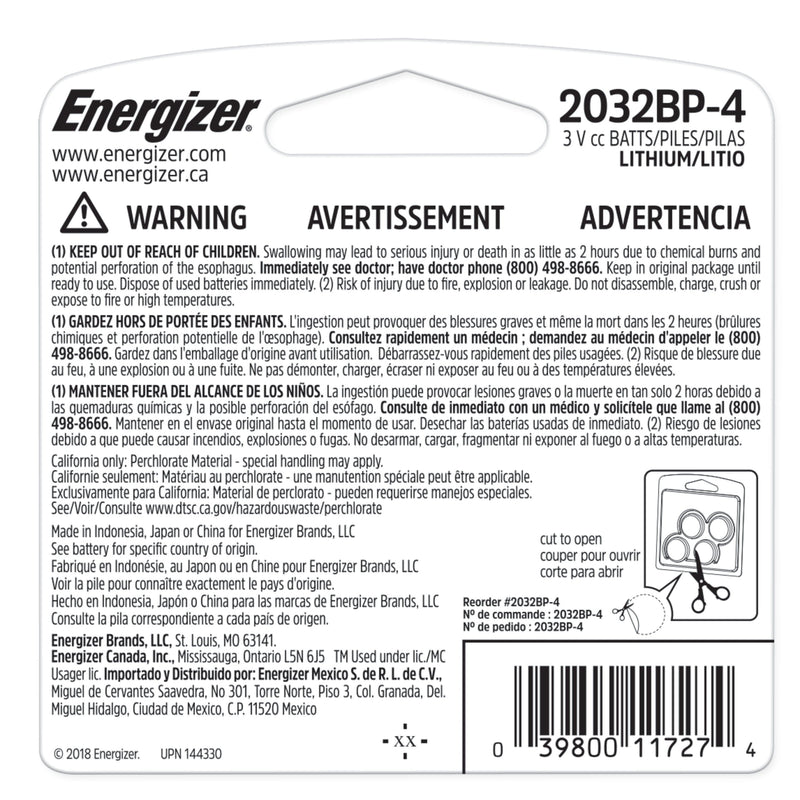 Energizer 2032 Batteries (4 Pack), 3V Lithium Coin Batteries - Premium BATTERIES from Energizer - Just $13.99! Shop now at Handbags Specialist Headquarter