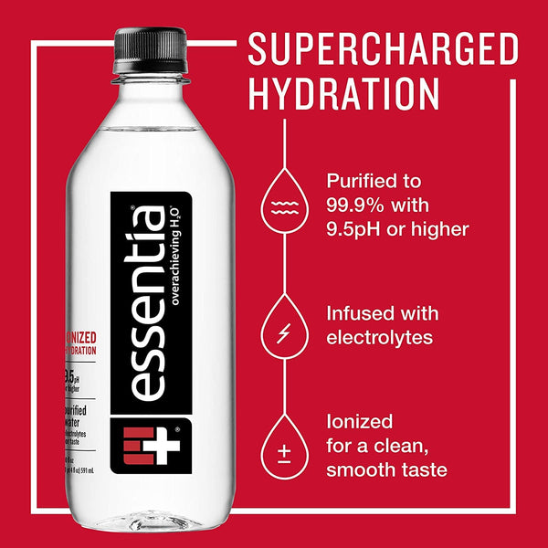 Essentia Bottled Water, Ionized Alkaline Water; 99.9% Pure, Infused with Electrolytes, 9.5 pH or Higher with a Clean, Smooth Taste, 20 Fl Oz (Pack of 24) - Premium Alkaline Water from Visit the Essentia Water Store - Just $39.99! Shop now at Handbags Specialist Headquarter