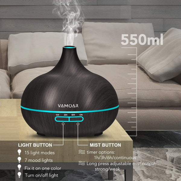 Essential Oil Diffuser Gift Set ，550ml Diffuser & Essential Oil Set, Top 10 Essential Oils, Aromatherapy Diffuser Humidifier with 4 Timer &Auto Shut-Off for & 15 Ambient Light Settings - Premium HOME FRAGRANCES from Visit the Vamoar Store - Just $51.99! Shop now at Handbags Specialist Headquarter