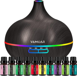 Essential Oil Diffuser Gift Set ，550ml Diffuser & Essential Oil Set, Top 10 Essential Oils, Aromatherapy Diffuser Humidifier with 4 Timer &Auto Shut-Off for & 15 Ambient Light Settings - Premium HOME FRAGRANCES from Visit the Vamoar Store - Just $51.99! Shop now at Handbags Specialist Headquarter