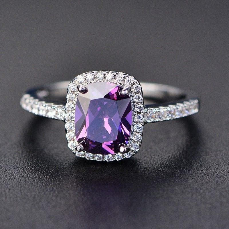 Eternity Diamond Rings For Women 100% 925 Sterling Silver White Gold Gemstone Amethyst Ring Natural Moissanite Ring - Premium Women Rings from eprolo - Just $28.99! Shop now at Handbags Specialist Headquarter