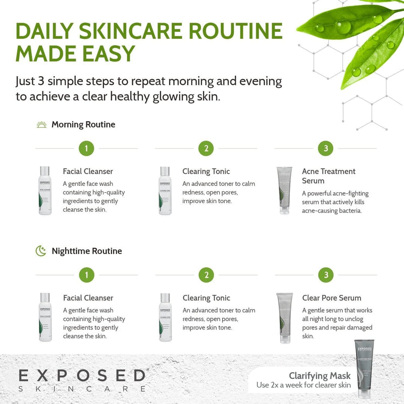 Exposed Skin Care Acne Treatment Kit - Includes Facial Cleanser, Clearing Tonic, Acne Treatment Serum, Clear Pore Serum, Clarifying Mask, Cloth - Natural Acne Solution for Face, All Ages & Skin Types - Premium  from Exposed Skin Care - Just $134.77! Shop now at Handbags Specialist Headquarter