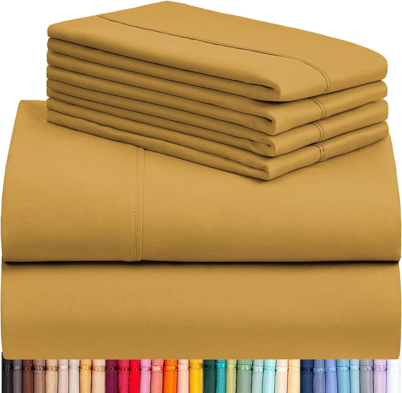 LuxClub 6 PC Queen Sheet Set, Bed Sheets Queen Size, Deep Pockets 18" Eco Friendly Wrinkle Free Cooling Bed Sheets Machine Washable Hotel Bedding Silky Soft - White Queen - Premium Bedding from Visit the LuxClub Store - Just $35.76! Shop now at Handbags Specialist Headquarter