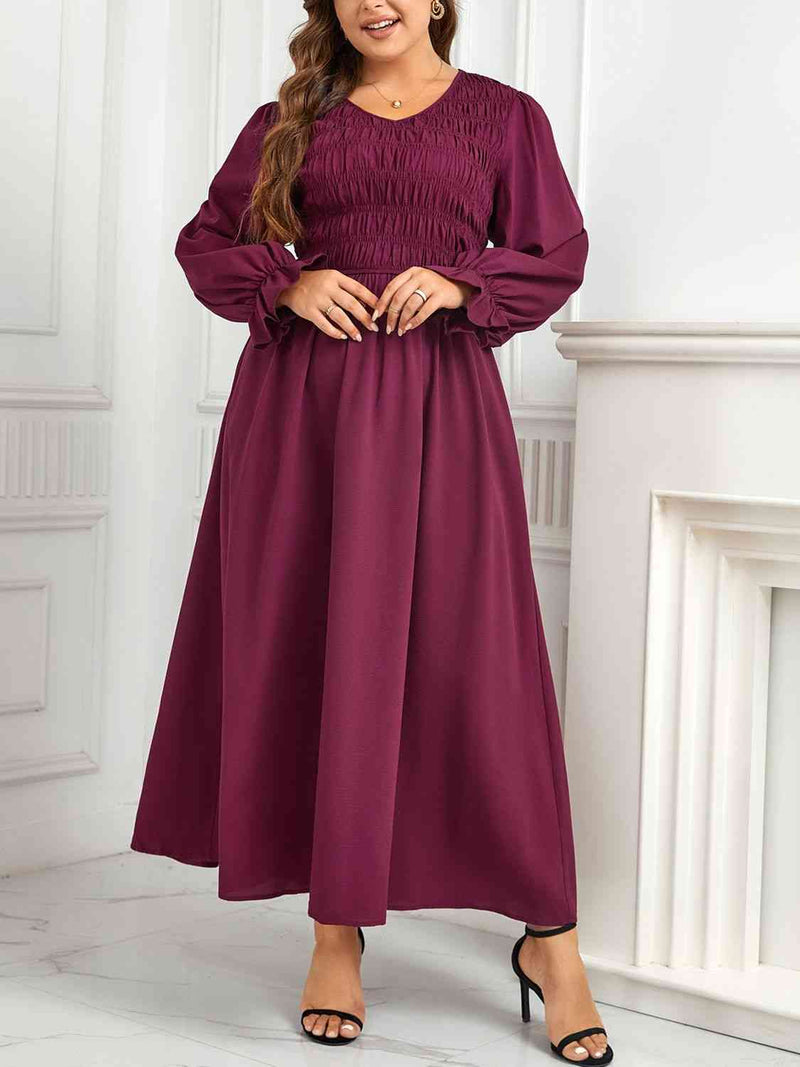 Plus Size Flounce Sleeve Smocked Maxi Dress - Premium Dresses from Trendsi - Just $41! Shop now at Handbags Specialist Headquarter