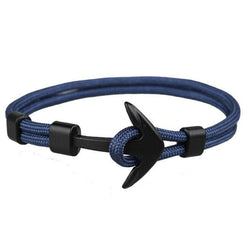 Fashion Black Color Anchor Bracelets Men Charm Survival Rope Chain Paracord Bracelet Male Wrap Metal Sport Hooks - Premium Men Bracelets from eprolo - Just $9.36! Shop now at Handbags Specialist Headquarter