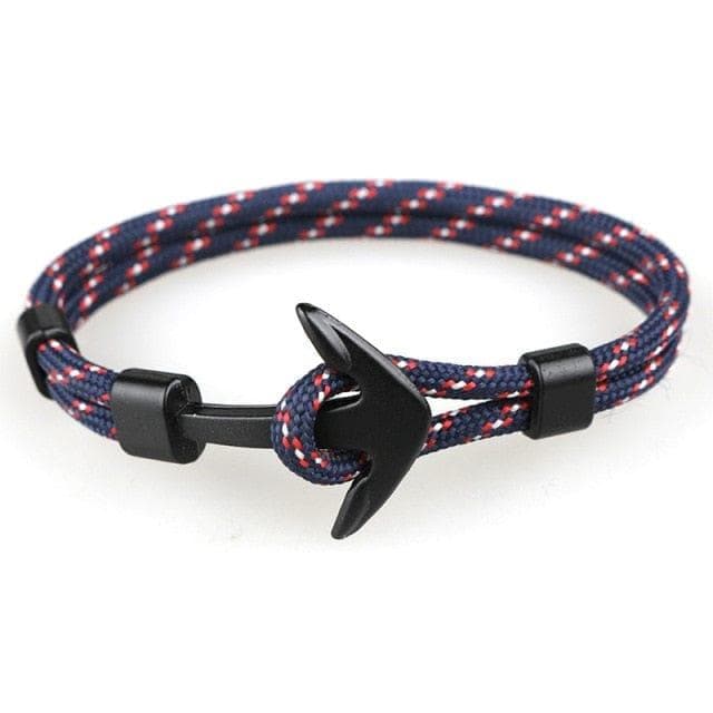 Fashion Black Color Anchor Bracelets Men Charm Survival Rope Chain Paracord Bracelet Male Wrap Metal Sport Hooks - Premium Men Bracelets from eprolo - Just $9.36! Shop now at Handbags Specialist Headquarter
