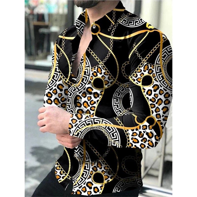 Fashion Vintage Shirts For Men Oversized Casual Shirt Floral Totem Print Long Sleeve Tops Men's Clothing Party Cardigan Blouses - Premium Men T Shirts from eprolo - Just $27.99! Shop now at Handbags Specialist Headquarter