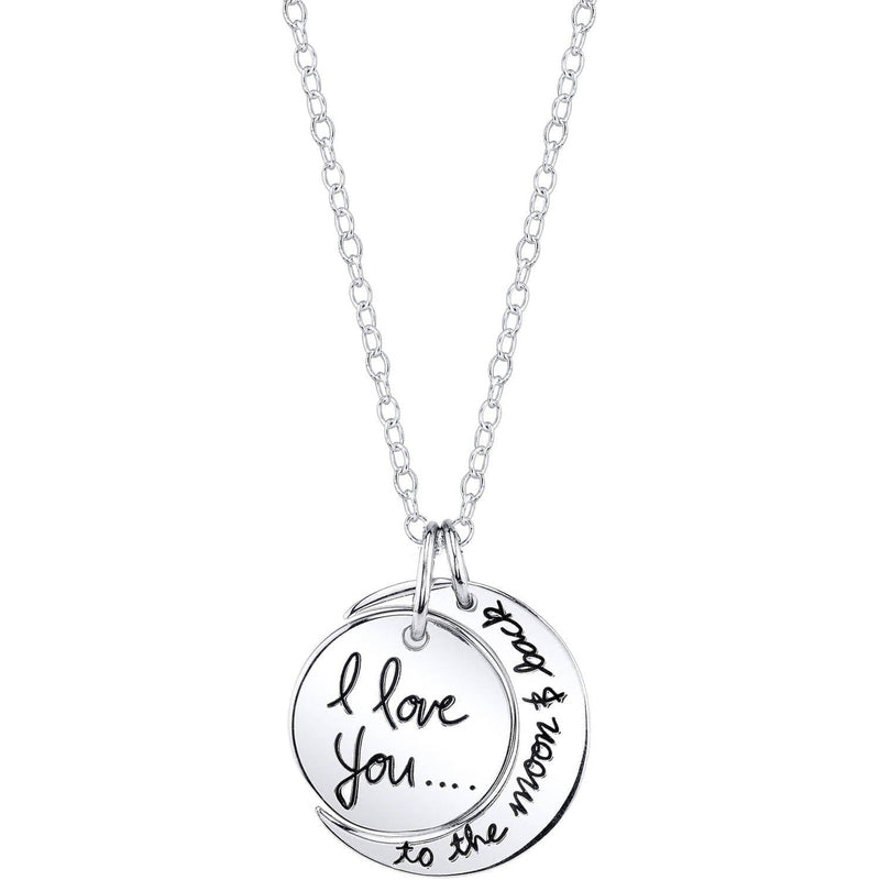 Little Luxuries Women's Sterling Silver "I Love You to the Moon & Back" Pendant Necklace, 18" - Premium women Necklaces from Little Luxuries - Just $26.99! Shop now at Handbags Specialist Headquarter