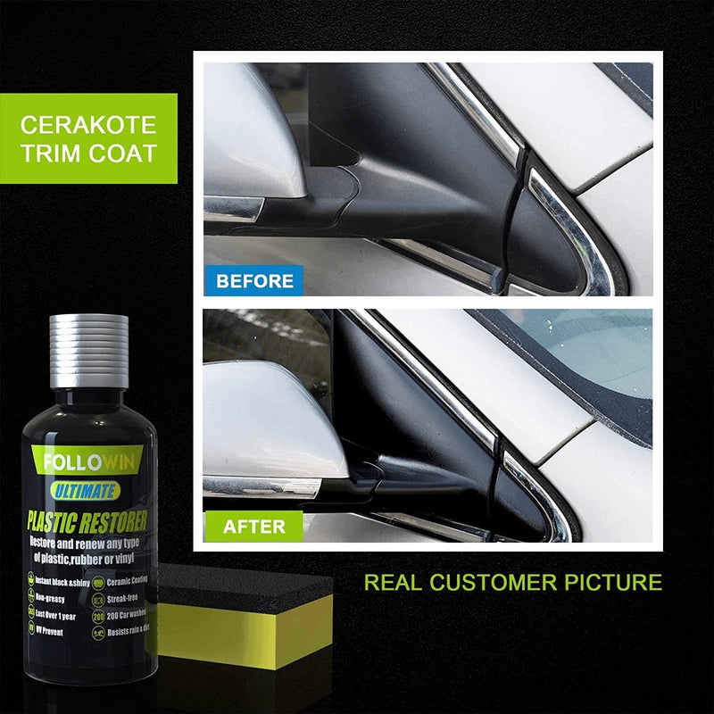FOLLOWIN Plastic Restorer for Cars Ceramic Plastic Coating Trim Restore, Resists Water, UV Rays, Dirt, Ceramic Coating, Not Dressing, Last over 200 Washes, Highly Concentrated, 30Ml - Premium  from FOLLOWIN - Just $38.71! Shop now at Handbags Specialist Headquarter
