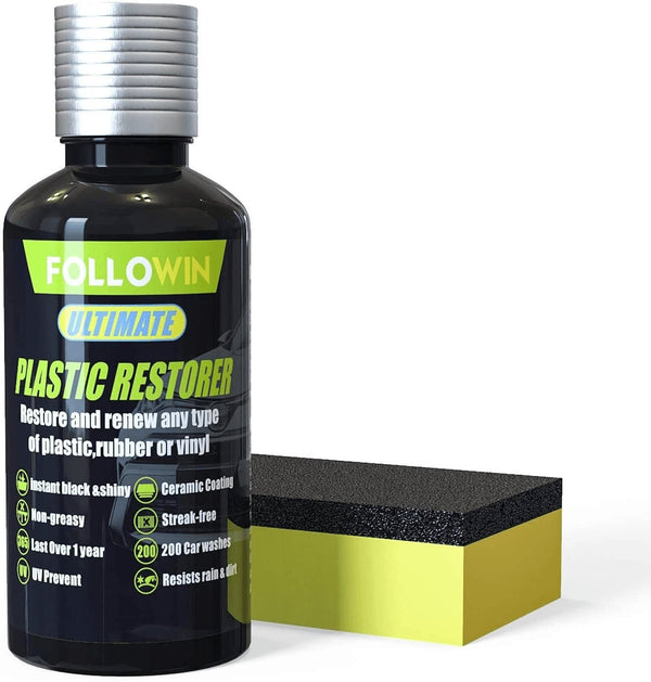 FOLLOWIN Plastic Restorer for Cars Ceramic Plastic Coating Trim Restore, Resists Water, UV Rays, Dirt, Ceramic Coating, Not Dressing, Last over 200 Washes, Highly Concentrated, 30Ml - Premium  from FOLLOWIN - Just $38.71! Shop now at Handbags Specialist Headquarter