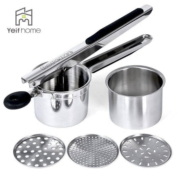 Food Press Silicone Handle Stainless Steel Potato Ricer With 3 Ricing Discs (Silver) - Premium  from Alibaba - Just $48.0! Shop now at Handbags Specialist Headquarter