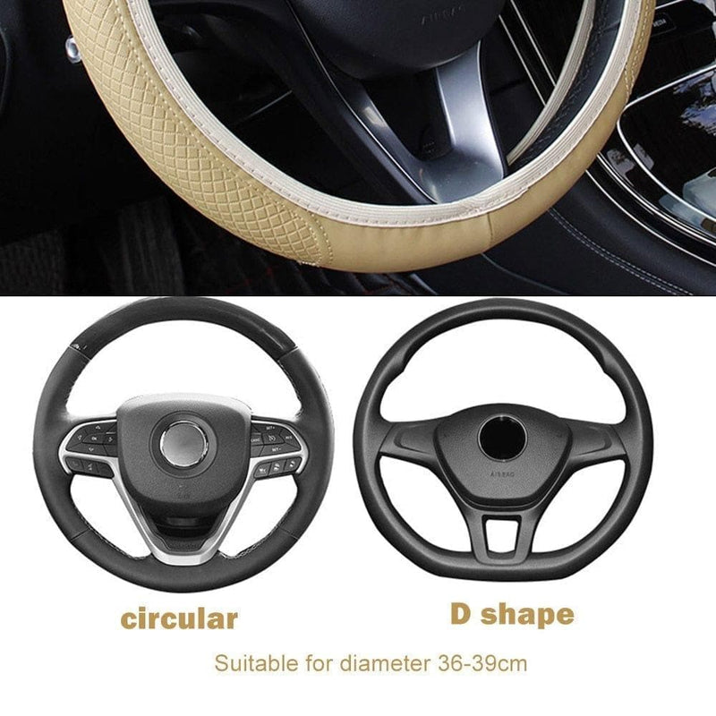 FORAUTO Car Steering Wheel Cover Skidproof Auto Steering- wheel Cover Anti-Slip Universal Embossing Leather Car-styling - Handbags Specialist Headquarter