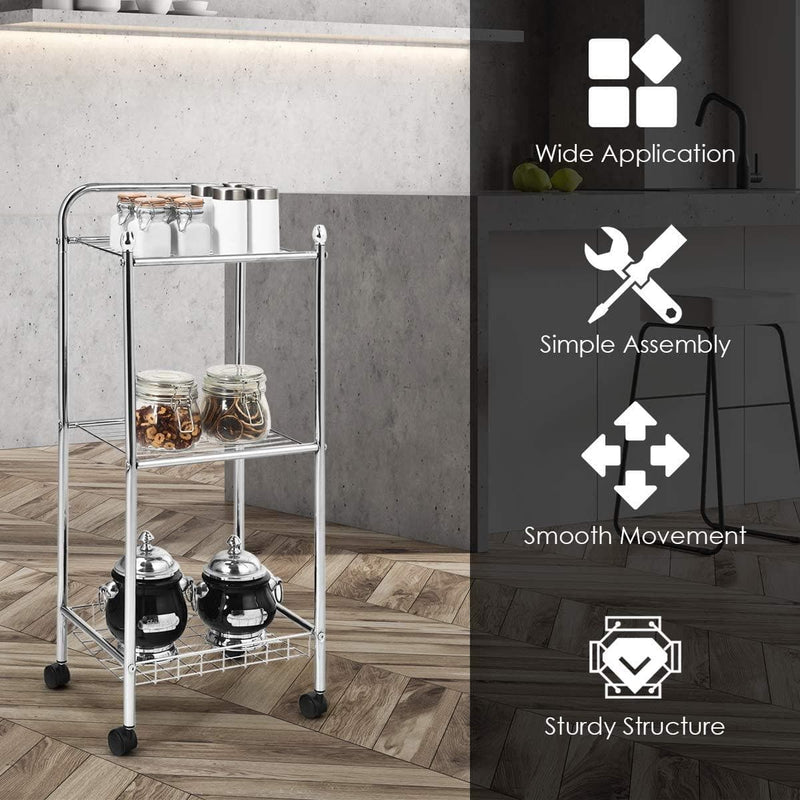 Giantex Kitchen Island Cart, Rolling Service Cart, Metal Storage Shelving Organizer, 3-Tier Utility Cart for Kitchen, Bathroom, Pantry, Laundry, Wire Mesh Basket, Kitchen Trolley with Casters - Premium 8521400011 from Amazon US - Just $49.99! Shop now at Handbags Specialist Headquarter