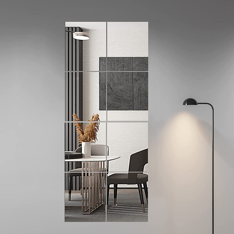 Glass Full Length Wall Mirror Tiles, 14'' x 12'' x 4PCS, Frameless Full Body Mirror Tiles for Bedroom, Full Length Mirror Wall Mounted for Home Gym, Door (Glass - 14'' x 12'' - 4PCS) - Premium MIRRORS from Brand: Delma - Just $28.99! Shop now at Handbags Specialist Headquarter