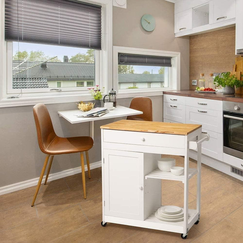 Glitzhome Kitchen Island on Wheels Portable White Rolling Kitchen Cart Solid Wooden Top and Shelf Storage Table Multi-Function, 34.45'' H - Premium 8521400011 from Amazon US - Just $290.0! Shop now at Handbags Specialist Headquarter