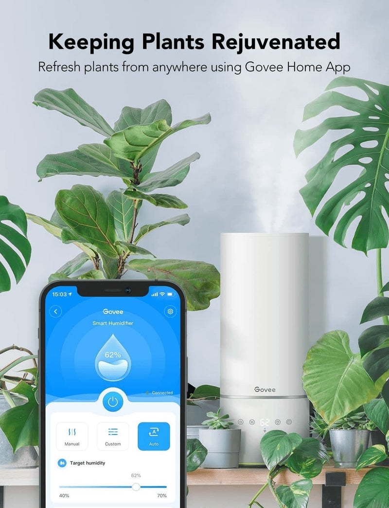Govee 6L Smart Humidifiers for Bedroom Large Room Plants, Top Fill Cool Mist Humidifier with App Control, Auto Mode with Sensor, Essential Oil Diffusers and Night Light, Works with Alexa - Premium  from Govee - Just $168.94! Shop now at Handbags Specialist Headquarter