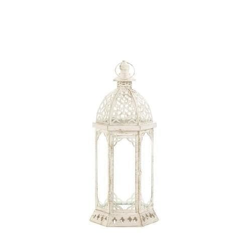 Graceful Distressed White Lantern (S) - Premium Gallery of Light from Gallery of Light - Just $47.25! Shop now at Handbags Specialist Headquarter