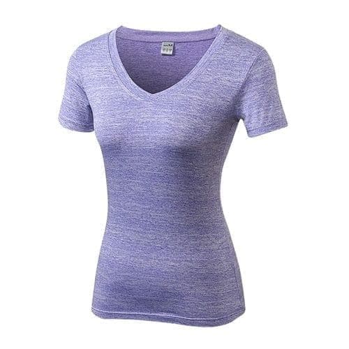 Gym Yoga T shirt Women V neck Fitness Tights Sport Jersey Quickly Dry Short Running Clothes Girl Tees Top Sexy Yoga Shirt - Premium Women's T Shirt from eprolo - Just $19.99! Shop now at Handbags Specialist Headquarter