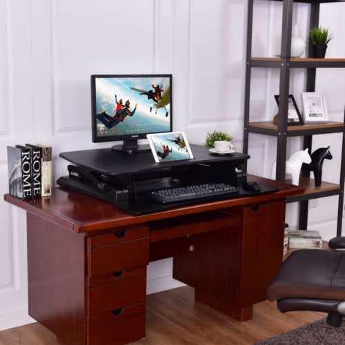 Height Adjustable Stand up Lift Rising Laptop Desk with Phone Slot - Premium Office Supplies > Lap Desks from Costway - Just $221.48! Shop now at Handbags Specialist Headquarter