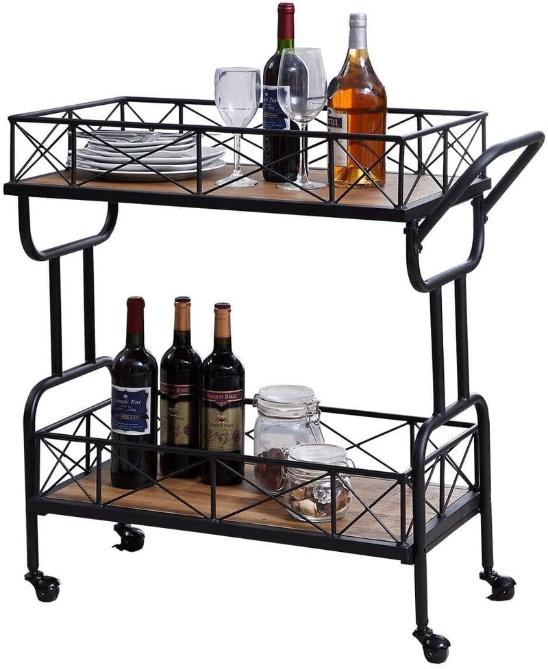 Homissue Kitchen Bar Cart on Wheels, Industrial Style Rolling Serving Bar Cart with Rack, Brown - Premium 16354791 from Amazon US - Just $169.74! Shop now at Handbags Specialist Headquarter