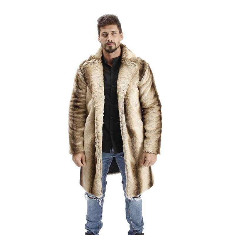 Hot Men Suit Collar Faux High Quality Rabbit Fur Leather Jacket Winter Warm Turn-down Collar Luxury Mink Fur Mens Fur Coat - Premium MEN T-shirt from eprolo - Just $115.46! Shop now at Handbags Specialist Headquarter