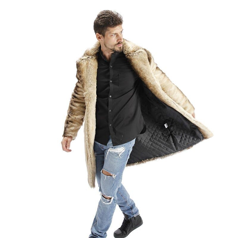 Hot Men Suit Collar Faux High Quality Rabbit Fur Leather Jacket Winter Warm Turn-down Collar Luxury Mink Fur Mens Fur Coat - Premium MEN T-shirt from eprolo - Just $115.46! Shop now at Handbags Specialist Headquarter