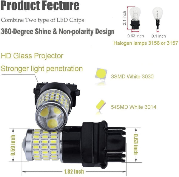 Ibrightstar Newest 9-30V Super Bright Low Power 3157 4157 3057 3156 LED Bulbs with Projector Replacement for Back up Reverse Lights and Tail Brake Parking Lights, Xenon White - Premium  from iBrightstar - Just $26.15! Shop now at Handbags Specialist Headquarter