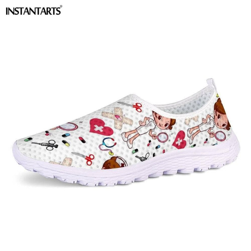 INSTANTARTS New Cartoon Nurse Doctor Print Women Sneakers Slip On Light Mesh Shoes Summer Breathable Flats Shoes Zapatos planos - Premium Women Sneakers from . - Just $28.98! Shop now at Handbags Specialist Headquarter