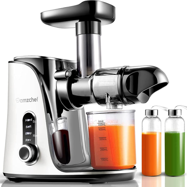 Juicer Machines,AMZCHEF Slow Masticating Juicer Extractor, Cold Press Juicer with Two Speed Modes, 2 Travel bottles(500ML),LED display, Easy to Clean Brush & Quiet Motor for Vegetables&Fruits,Gray - Premium KITCHEN HELPERS from Visit the amzchef Store - Just $161.99! Shop now at Handbags Specialist Headquarter