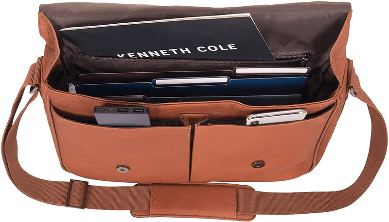 Kenneth Cole Reaction Risky Business Messenger Full-Grain Colombian Leather Crossbody Laptop Case & Tablet Day Bag - Premium  from Kenneth Cole REACTION - Just $256.43! Shop now at Handbags Specialist Headquarter