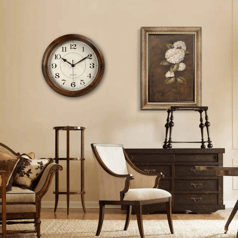 Kesin Wall Clock Wood 14 Inch Silent Wall Clock Large Decorative Battery Operated Non Ticking Analog Retro Clock for Living Room, Kitchen, Bedroom - Premium  from Kesin - Just $62.34! Shop now at Handbags Specialist Headquarter