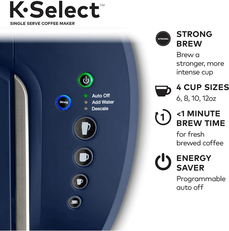 Keurig K-Select Coffee Maker, Single Serve K-Cup Pod Coffee Brewer, with Strength Control and Hot Water on Demand, Matte Navy - Premium  from Keurig - Just $202.24! Shop now at Handbags Specialist Headquarter