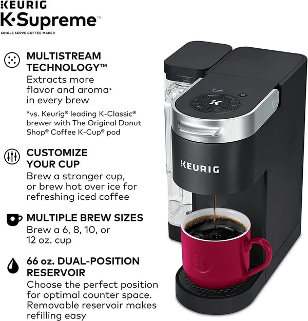 Keurig K-Supreme Coffee Maker, Single Serve K-Cup Pod Coffee Brewer, with Multistream Technology, 66 Oz Dual-Position Reservoir, and Customizable Settings, Black - Premium  from Keurig - Just $229.57! Shop now at Handbags Specialist Headquarter