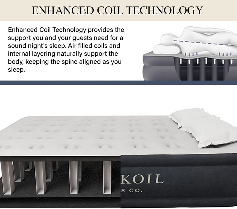 King Koil Luxury California King Air Mattress with Built-in Pump for Home, Camping & Guests - 20” King Size Inflatable Airbed Luxury Double High Adjustable Blow Up Mattress, Durable Waterproof - Handbags Specialist Headquarter
