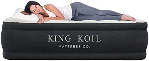 King Koil Luxury California King Air Mattress with Built-in Pump for Home, Camping & Guests - 20” King Size Inflatable Airbed Luxury Double High Adjustable Blow Up Mattress, Durable Waterproof - Handbags Specialist Headquarter