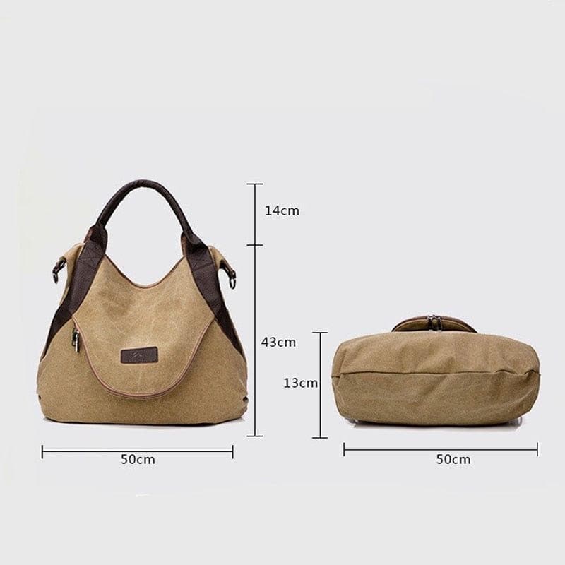 Kvky Brand Large Pocket Casual Tote Women's Handbag Shoulder Handbags Canvas Leather Capacity Bags For Women - Premium WOMEN'S Handbags from eprolo - Just $41.84! Shop now at Handbags Specialist Headquarter
