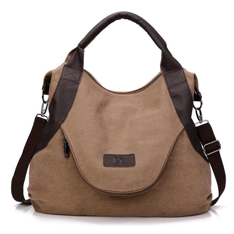 Kvky Brand Large Pocket Casual Tote Women's Handbag Shoulder Handbags Canvas Leather Capacity Bags For Women - Premium WOMEN'S Handbags from eprolo - Just $41.84! Shop now at Handbags Specialist Headquarter