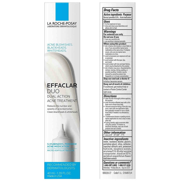 La Roche-Posay Effaclar Duo Dual Action Acne Spot Treatment Cream with Benzoyl Peroxide Acne Treatment, Blemish Cream for Acne and Blackheads, Safe for Sensitive Skin - Premium  from Does Not Apply - Just $37.22! Shop now at Handbags Specialist Headquarter