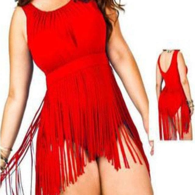 Large Size XL 6XL Monokini Skirt Swimsuit Plus Size Solid Color One Piece Swimwear Women Fringed Sexy Swiming Bathing Suit - Premium Women swimsuit from eprolo - Just $27.16! Shop now at Handbags Specialist Headquarter