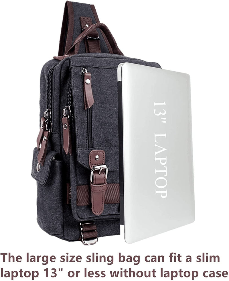 Leaper Canvas Messenger Bag Sling Bag Cross Body Bag Shoulder Bag Coffee, L - Premium  from Leaper - Just $54.29! Shop now at Handbags Specialist Headquarter