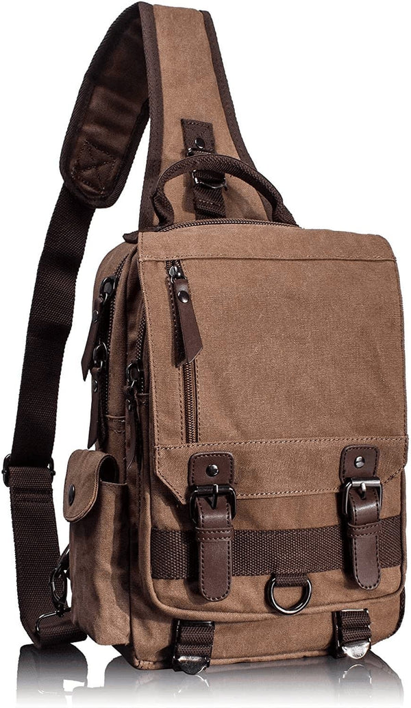 Leaper Canvas Messenger Bag Sling Bag Cross Body Bag Shoulder Bag Coffee, L - Premium  from Leaper - Just $54.29! Shop now at Handbags Specialist Headquarter