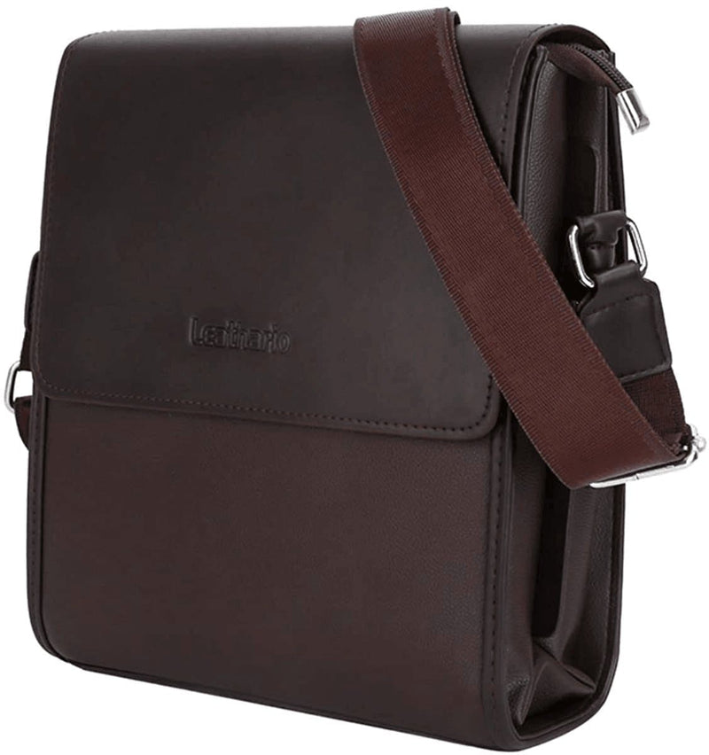 Leathario Men'S Leather Shoulder Bag Crossbody Bag for Men Small Messenger for Work Business Satchel Travel - Premium Men bags from Leathario - Just $50.91! Shop now at Handbags Specialist Headquarter