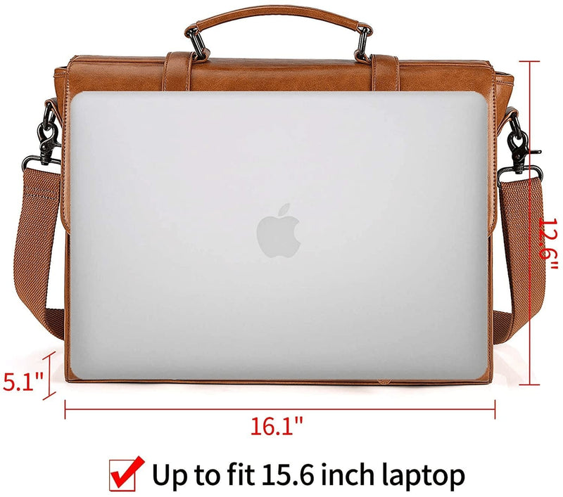 Leather Mens Messenger Bag Vintage 15.6 Inch Waterproof Leather Laptop Briefcase Large Satchel Shoulder Bag Retro Office College Computer Laptop Bag, Brown - Premium  from Lubardy - Just $67.77! Shop now at Handbags Specialist Headquarter