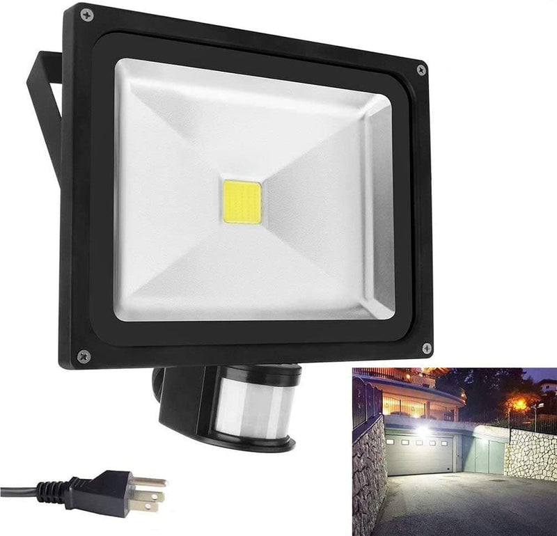 Led Motion Sensor Flood Light Outdoor, 800LM Pir Sensitive Security Lights Wall Fixture Lamp, IP66 Waterproof Floodlight for Garage Yard Patio Pathway Porch Entryways-Daylight White with US 3-Plug - Handbags Specialist Headquarter